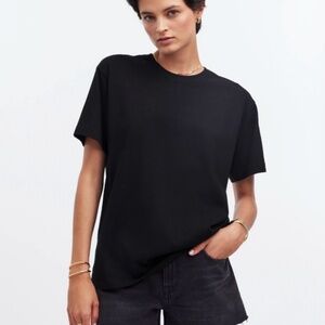 Madewell Cotton Relaxed Oversized Tee • size small • NWT • NS162 • black